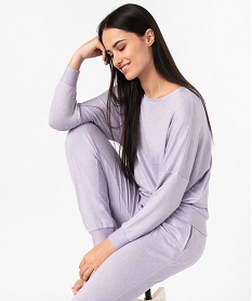 haut de pyjama a manches chauve-souris femme violetJ933501_1