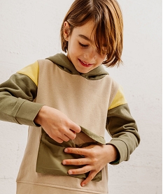 GEMO Sweat à capuche avec poche à rabat sur l’avant garçon beige standard