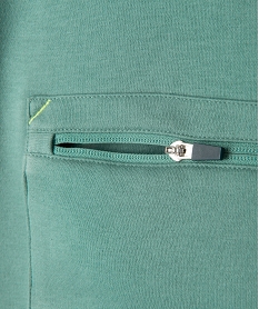 sweat a capuche bicolore avec poche zippee garcon vertJ936701_2