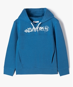 GEMO Sweat à capuche avec inscriptions devant et dos garçon bleu standard