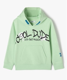 GEMO Sweat à capuche avec inscriptions garçon vert standard