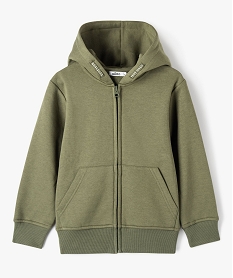GEMO Sweat zippé et molletonné à capuche garçon kaki clair