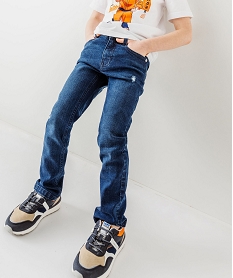 jean skinny extensible avec marques dusure garcon bleuJ940701_1