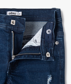 jean skinny extensible avec marques dusure garcon bleuJ940701_3