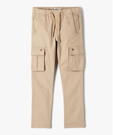 GEMO Pantalon en toile avec poches à rabat sur les cuisses garçon beige standard