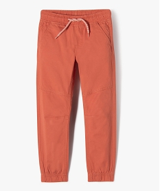 GEMO Pantalon garçon en toile avec taille et chevilles élastiquées rouge standard