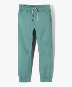 GEMO Pantalon garçon en toile avec taille et chevilles élastiquées vert standard