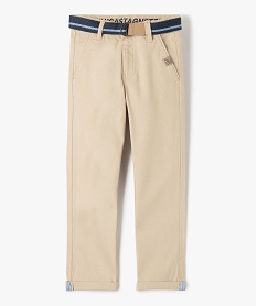 GEMO Pantalon chino à revers avec ceinture bicolore garçon - LuluCastagnette beige standard