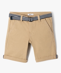 GEMO Bermuda en coton avec ceinture bicolore garçon beige standard