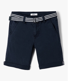 GEMO Bermuda en coton avec ceinture bicolore garçon navy