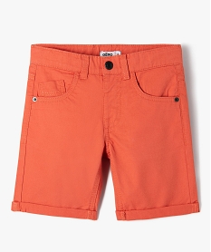 GEMO Bermuda garçon en coton twill uni à revers orange vif