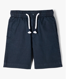 GEMO Bermuda en lin à taille élastiquée garçon noir chine