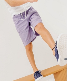GEMO Bermuda en lin à taille élastiquée garçon violet standard