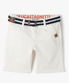 GEMO Bermuda chino avec ceinture tressée garçon - LuluCastagnette blanc standard