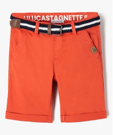 GEMO Bermuda chino avec ceinture tressée garçon - LuluCastagnette rouge standard