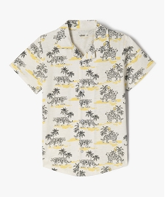 chemise col cubain imprimee en jersey de coton flamme garcon beigeJ945301_1