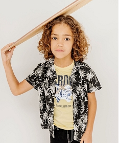 chemise col cubain imprimee en jersey de coton flamme garcon noirJ945401_1