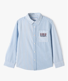 chemise manches longues a rayures et imprime garcon - lulucastagnette bleuJ945901_1