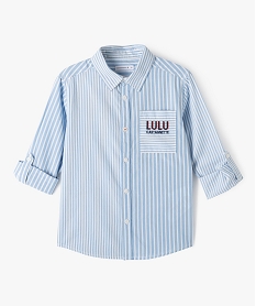 chemise manches longues a rayures et imprime garcon - lulucastagnette bleuJ945901_2