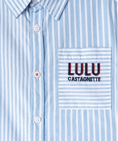 chemise manches longues a rayures et imprime garcon - lulucastagnette bleuJ945901_4