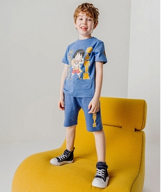 GEMO Bermuda en maille avec motif manga garçon - One Piece bleu standard