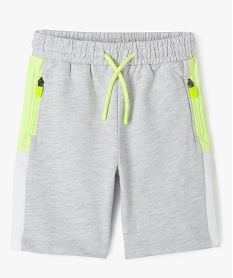 GEMO Bermuda en molleton bouclette avec poches zippées garçon granit chine