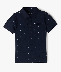 GEMO Polo manches courtes en maille piquée à petits motifs garçon navy
