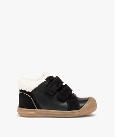 GEMO Baskets bébé garçon en cuir à col fourré – NA! noir standard
