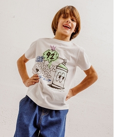 GEMO Tee-shirt manches courtes imprimé street art garçon blanc standard