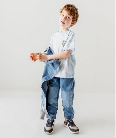 GEMO Tee-shirt à manches courtes avec motif poitrine garçon bleu standard