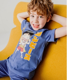 GEMO Tee-shirt manches courtes imprimé Luffy garçon - One Piece bleu standard