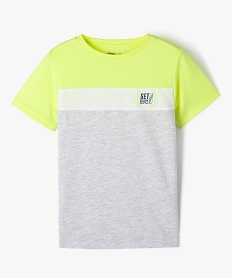 GEMO Tee-shirt manches courtes tricolore garçon granit chine