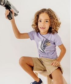 GEMO Tee-shirt à manches courtes avec motif nature garçon violet standard