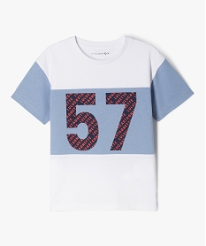 GEMO Tee-shirt manches courtes à rayures et imprimé devant et dos garçon - LuluCastagnette blanc standard