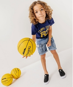GEMO Tee-shirt manches courtes en coton imprimé garçon - Camps United bleu standard