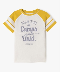 GEMO Tee-shirt manches courtes contrastantes avec motif patiné garçon - Camps United Beige