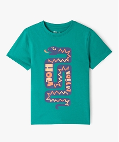 GEMO Tee-shirt manches courtes en coton imprimé garçon vert standard
