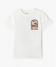 GEMO Tee-shirt manches courtes en coton imprimé garçon blanc chine