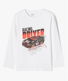 GEMO Tee-shirt à manches longues avec motif voiture de course garçon Blanc