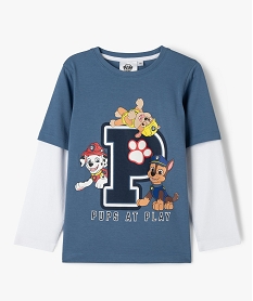 GEMO Tee-shirt à manches longues effet 2 en 1 garçon - Pat Patrouille bleu standard