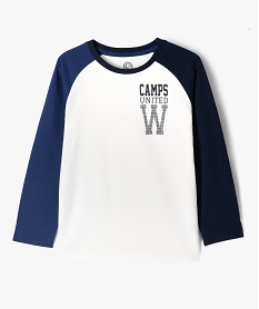 GEMO Tee-shirt à manches longues bicolore garçon - Camps United blanc chine