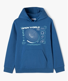 sweat a capuche en molleton imprime garcon bleu sweatsJ963801_1