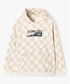GEMO Sweat à capuche en molleton imprimé garçon beige standard