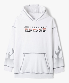 GEMO Sweat à capuche avec motif garçon blanc vif