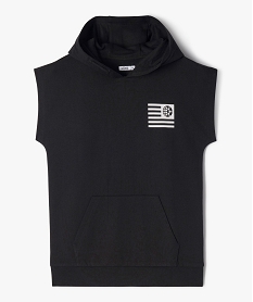 GEMO Sweat à capuche sans manches avec poche kangourou garçon noir vif