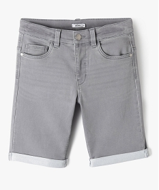 GEMO Bermuda en jean ultra stretch à revers garçon Gris