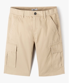 GEMO Bermuda cargo en twill uni coupe Regular garçon Beige