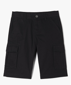 GEMO Bermuda cargo en twill uni coupe Regular garçon noir standard
