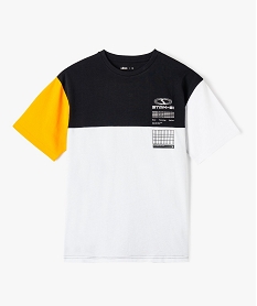 GEMO Tee-shirt à manches courtes tricolore garçon blanc vif