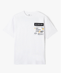 GEMO Tee-shirt à manches courtes avec inscriptions garçon blanc vif